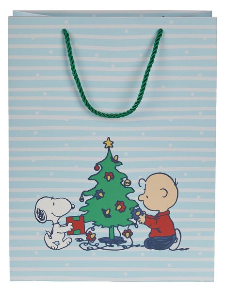PEANUTS Dárková taška velká Snoopy a stromek - sv. modrá