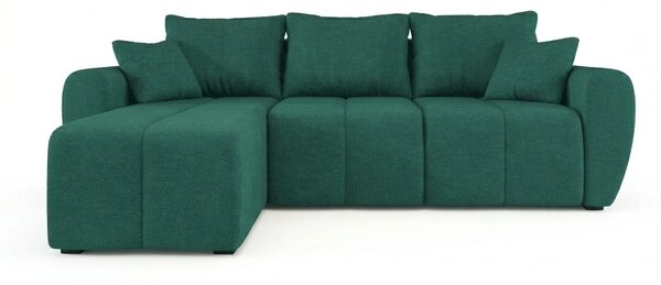Rozkládací oboustranná sedací souprava do L SEVIO 246x145 cm, lahvově zelená + 2 polštářky ZDARMA