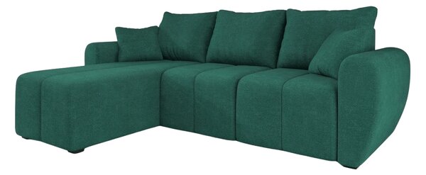 Rozkládací oboustranná sedací souprava do L SEVIO 246x145 cm, lahvově zelená + 2 polštářky ZDARMA