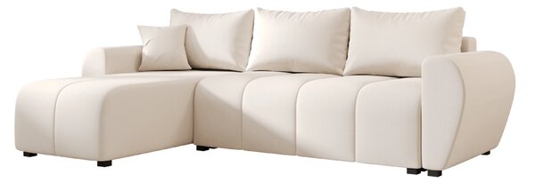 Rozkládací oboustranná sedací souprava do L SEVIO 246x145 cm, krémová + 2 polštářky ZDARMA