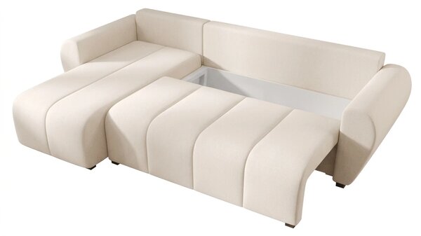 Rozkládací oboustranná sedací souprava do L SEVIO 246x145 cm, krémová + 2 polštářky ZDARMA