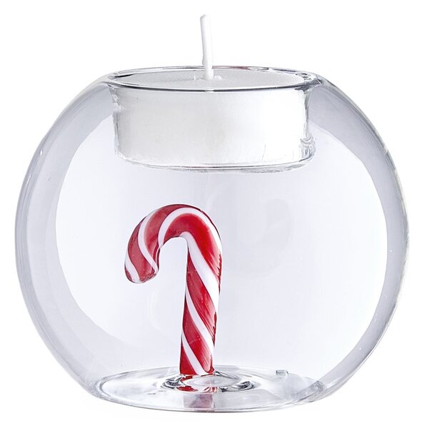 MERRY & BRIGHT Svícen na čajovou svíčku "Candy Cane" 8 cm