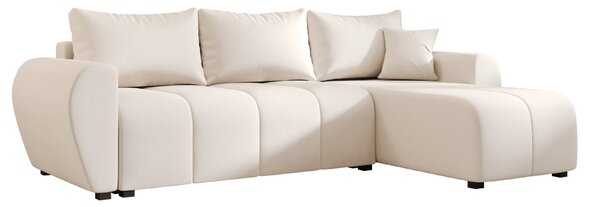 Rozkládací oboustranná sedací souprava do L SEVIO 246x145 cm, krémová + 2 polštářky ZDARMA