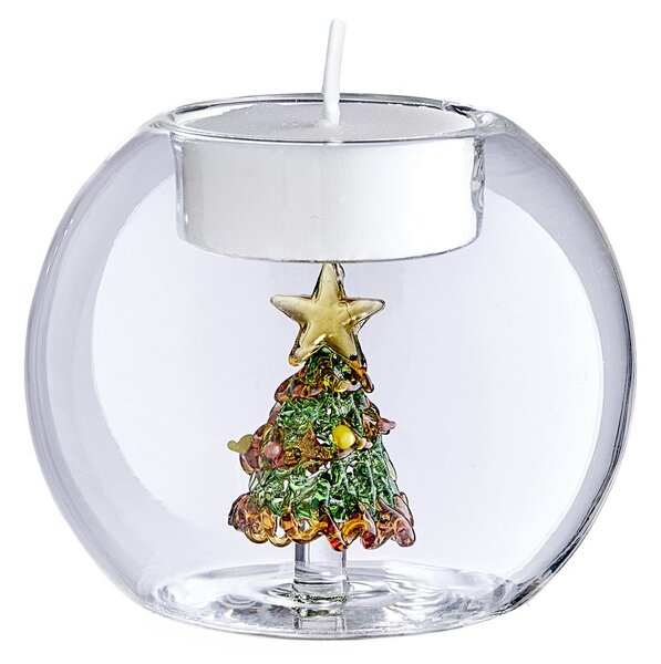 MERRY & BRIGHT Svícen na čajovou svíčku stromeček 8 cm