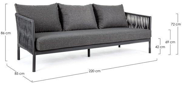 -25 % Dny MOMENTI– Bizzotto Tmavě šedá zahradní pohovka Florencia 220 cm