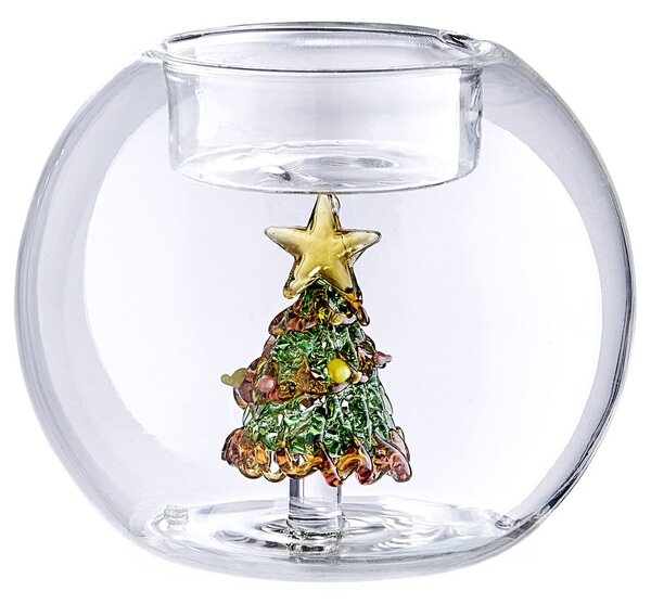 MERRY & BRIGHT Svícen na čajovou svíčku stromeček 8 cm