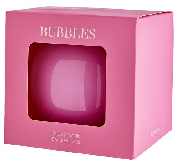 BUBBLES Svíčka kulatá lesklá 9 cm - růžová