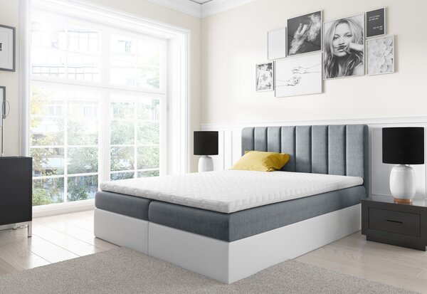 Čalouněná postel VIGO + topper, 200x200, inari 81/bílá eko