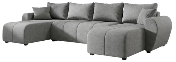 Rozkládací oboustranná sedací souprava do U SEVIO 311x145 cm, šedá + 2 polštářky ZDARMA