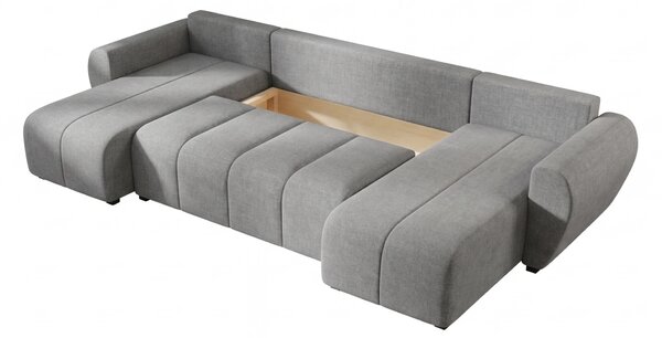 Rozkládací oboustranná sedací souprava do U SEVIO 311x145 cm, šedá + 2 polštářky ZDARMA