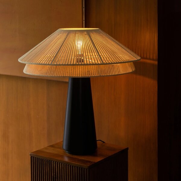 Béžová bavlněná stolní lampa DUTCHBONE ELON