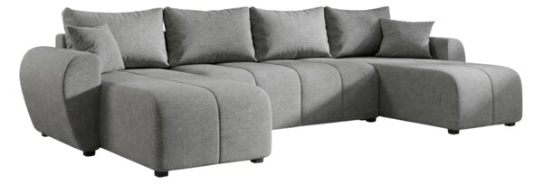 Rozkládací oboustranná sedací souprava do U SEVIO 311x145 cm, šedá + 2 polštářky ZDARMA