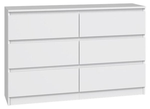 Komoda bílá se esti zásuvkami, lonice, chodba, skí, píborník, vysoký píborník, íka 120 cm, výka 75 cm