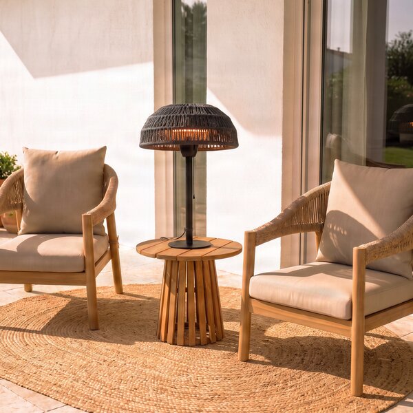 Stolní terasový ohřívač Calenza, černý, výška 70 cm, 1 500 W, hliník – Lucande Lucande, Calenza, Černá, Kov, Moderní