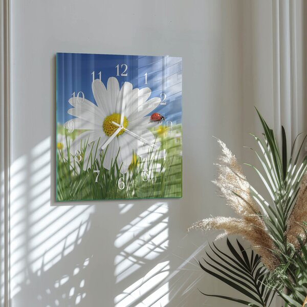 Skleněné hodiny Květina a beruška zskb-30x30-00081618