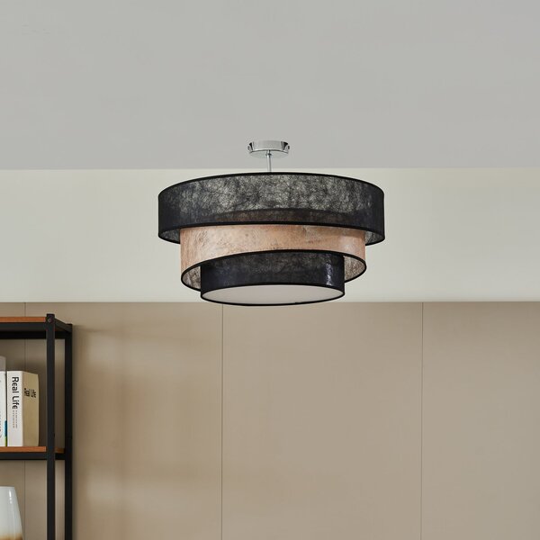 Stropní lampa Lindby, Ayvira, stmívatelné, Černá, Obývací pokoj, Tkanina / Textil, Moderní