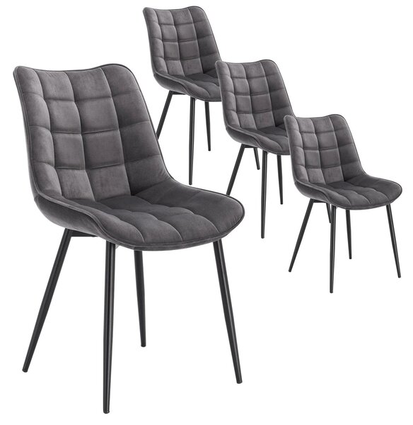 Jídelní židle - Židle - Židle s potahem imitujícím kůži - Kovové nohy - Ergonomický design - Protiskluzové podložky na nohou