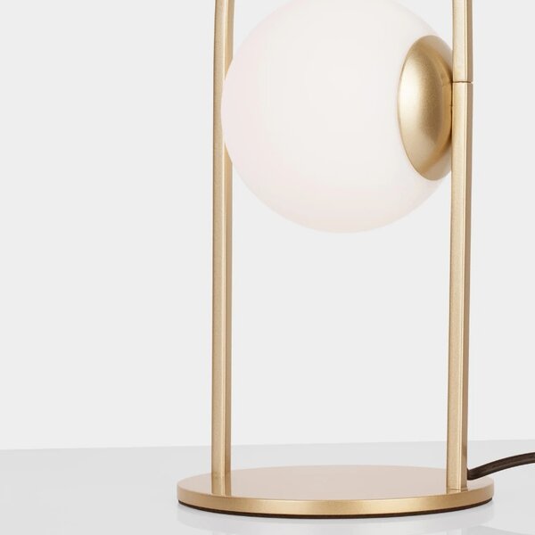 Bílo-zlatá skleněná stolní LED lampa Nova Luce Hook