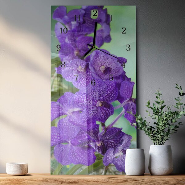 Skleněné hodiny vertikální Květiny zsppc-30x60-00172542