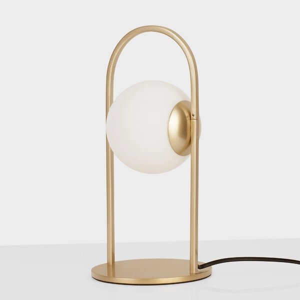 Bílo-zlatá skleněná stolní LED lampa Nova Luce Hook