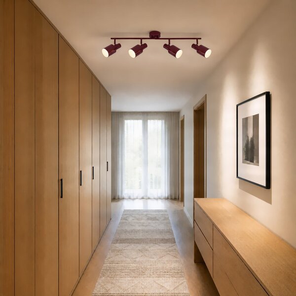 Stropní lampa Lindby, Ovelia, stmívatelné, Červená, Obývací pokoj, Kov, Moderní