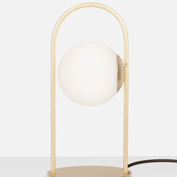 Bílo-zlatá skleněná stolní LED lampa Nova Luce Hook
