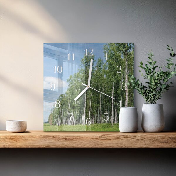 Skleněné hodiny Břízy zskb-30x30-00086040