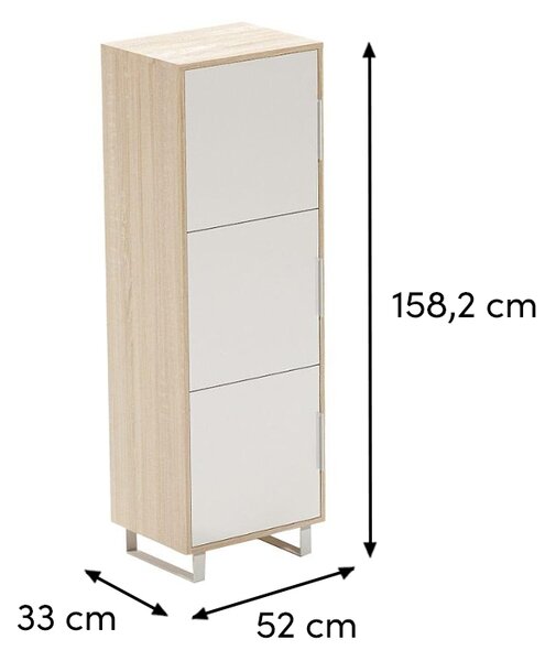 ARBYD Matně bílá dubová kancelářská skříň Thor 158,2 cm x 52 cm