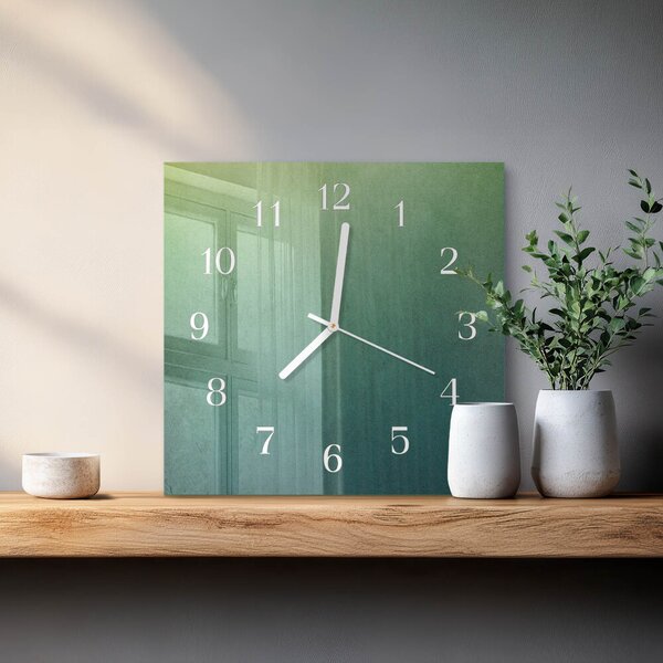 Skleněné hodiny Zelený gradient zskb-30x30-00091873