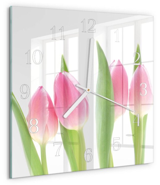 Skleněné hodiny Tulipány zskb-30x30-00087267