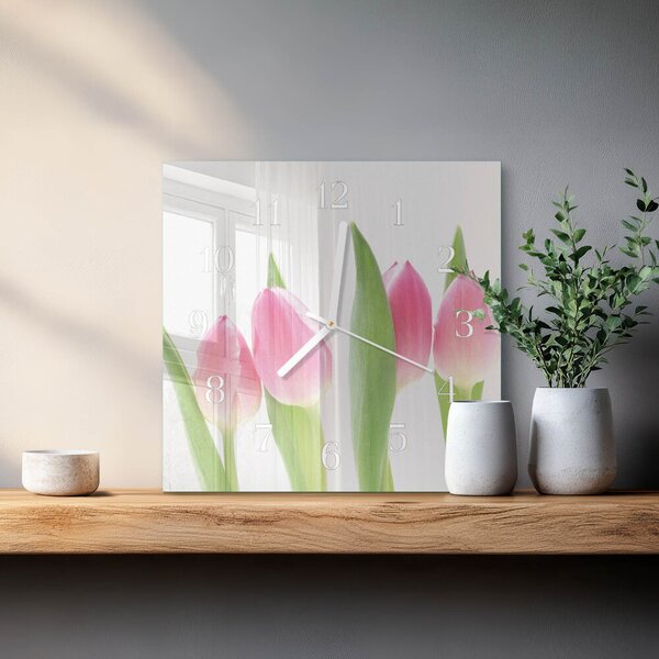 Skleněné hodiny Tulipány zskb-30x30-00087267