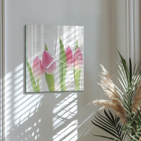 Skleněné hodiny Tulipány zskb-30x30-00087267