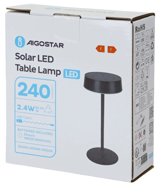 Aigostar - LED Solární lampa LED/2,4W/5V IP44