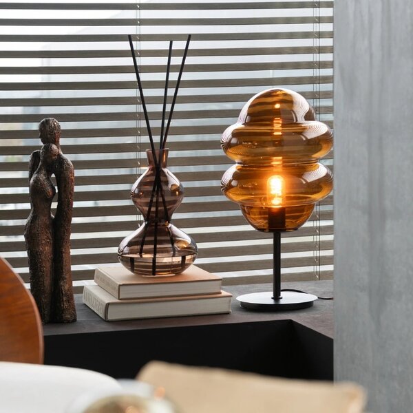 Hnědá skleněná stolní lampa J-line Sponky