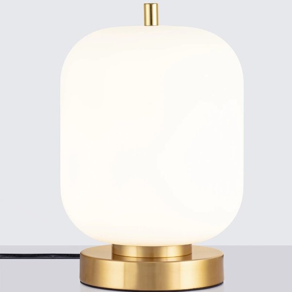 Bílá skleněná stolní lampa Nova Luce Lato se zlatou podstavou