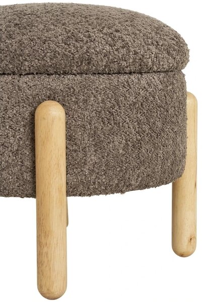 Nordic Living Hnědý bouclé taburet Meda 45 cm