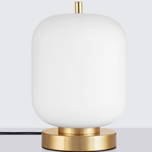 Bílá skleněná stolní lampa Nova Luce Lato se zlatou podstavou