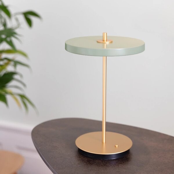 Umage Světle zeleno-zlatá kovová stolní nabíjecí LED lampa Asteria