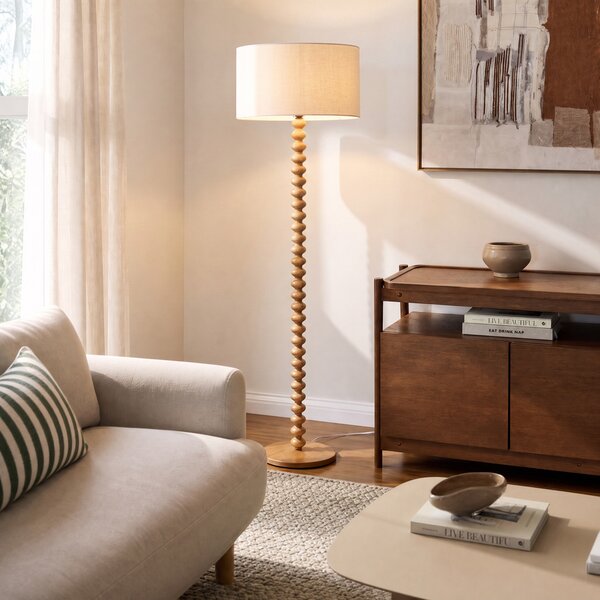 Stojací Lampa Lucande, Karlie, Bílá, Dřevo