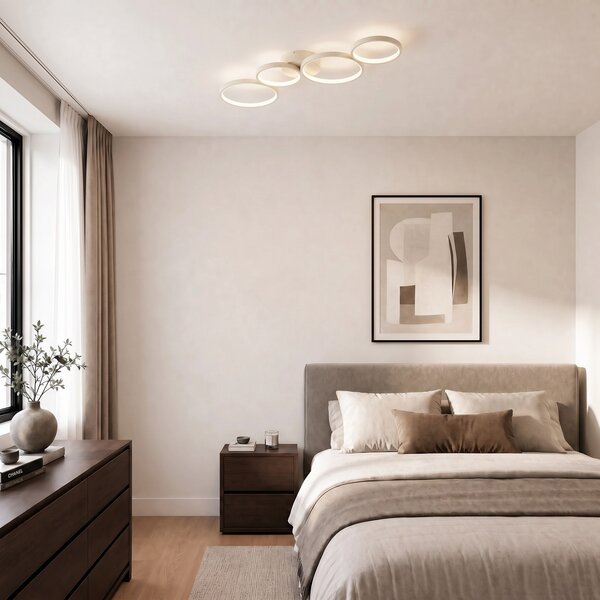 Stropní lampa Lindby, Evengeline, Béžová, Obývací pokoj, Kov, Moderní