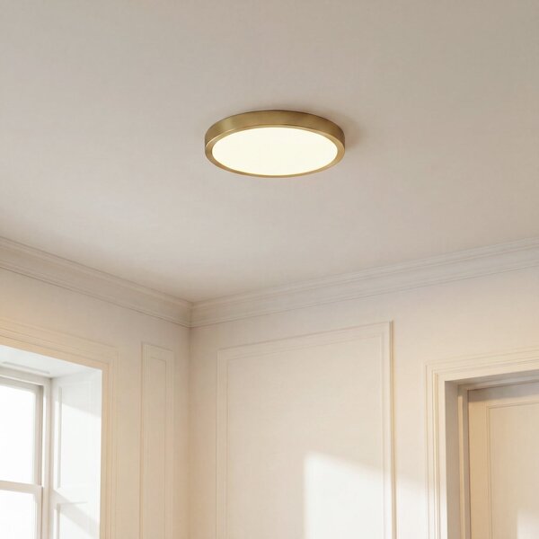 Stropní lampa Lindby, Sorela, stmívatelné, Zlatá / mosazná, Obývací pokoj, Kov, Moderní