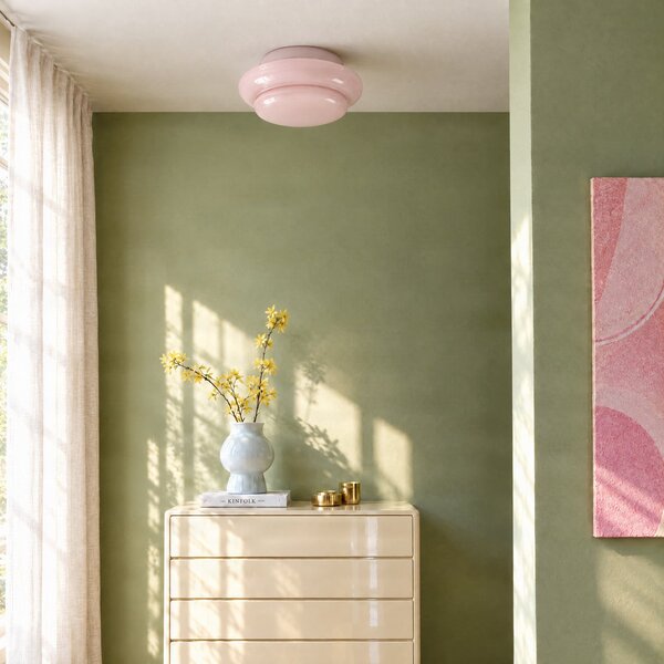 Stropní lampa Lucande, Leilani, stmívatelné, Pudrová, Obývací pokoj, Sklo, Design