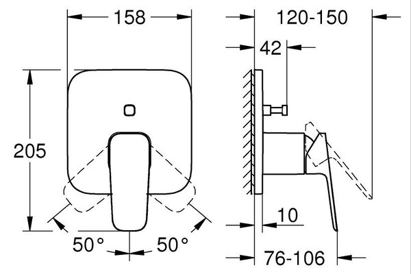 GROHE Cubeo Professional - Páková baterie s 2směrným přepínačem, chrom 1017780000