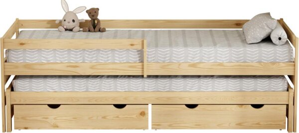 Kondela Postel s přistýlkou a úložným prostorem, 90x200, přírodní, ELARA