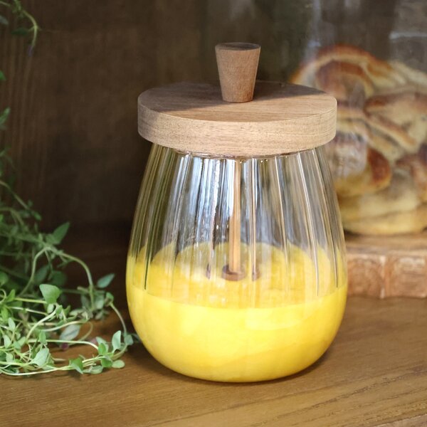 Skleněná dóza na med Grooves 650 ml