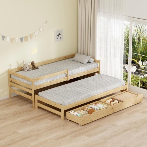 Kondela Postel s přistýlkou a úložným prostorem, 90x200, přírodní, ELARA