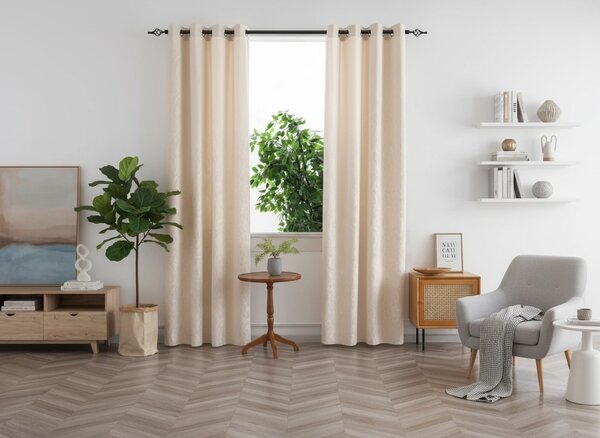 Zatemňovací závěs DUNES VELVET 140x250 cm, krémový Zavěšení: Kovové kroužky