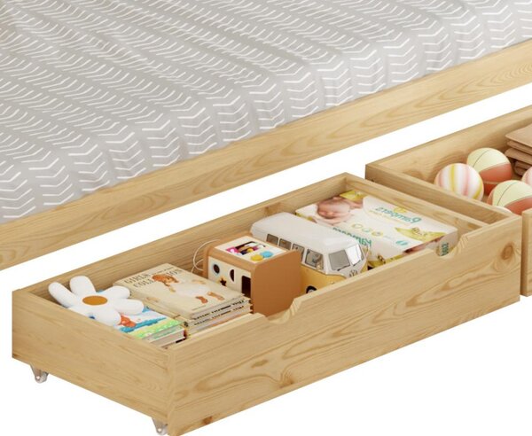 Kondela Postel s přistýlkou a úložným prostorem, 90x200, přírodní, ELARA