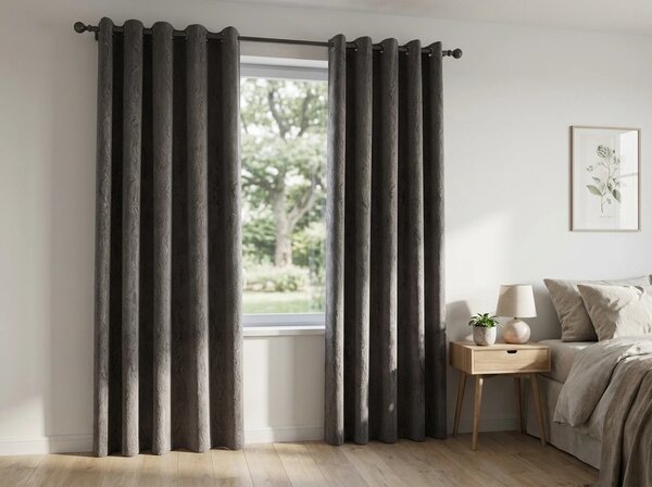 Zatemňovací závěs DUNES VELVET 140x250 cm, tmavě šedý Zavěšení: Kovové kroužky