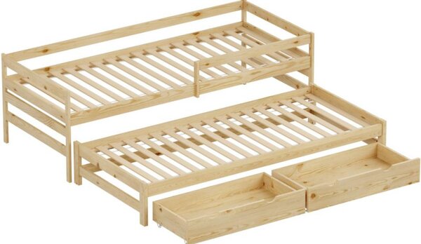 Kondela Postel s přistýlkou a úložným prostorem, 90x200, přírodní, ELARA